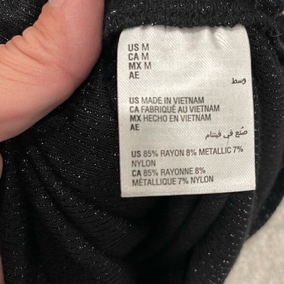 Inc International Concepts Black V Neck Puff Long Sleeves Metallic Sweater.Sz M - Picture 14 of 15